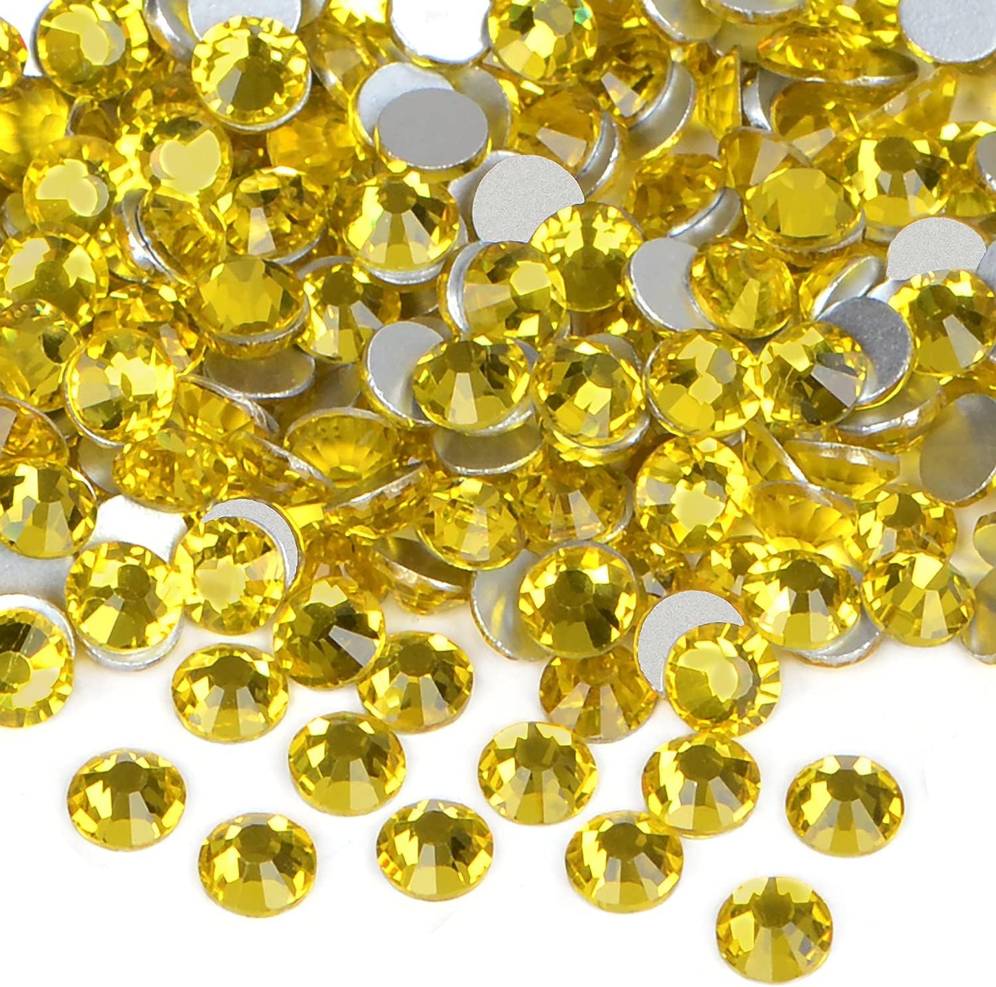 1440PCS Art Nail Rhinestones Non Hotfix Glue Fix Round Crystals Glass Flatback for DIY Jewelry Making with one Picking Pen (ss16 1440pcs, Citrine)