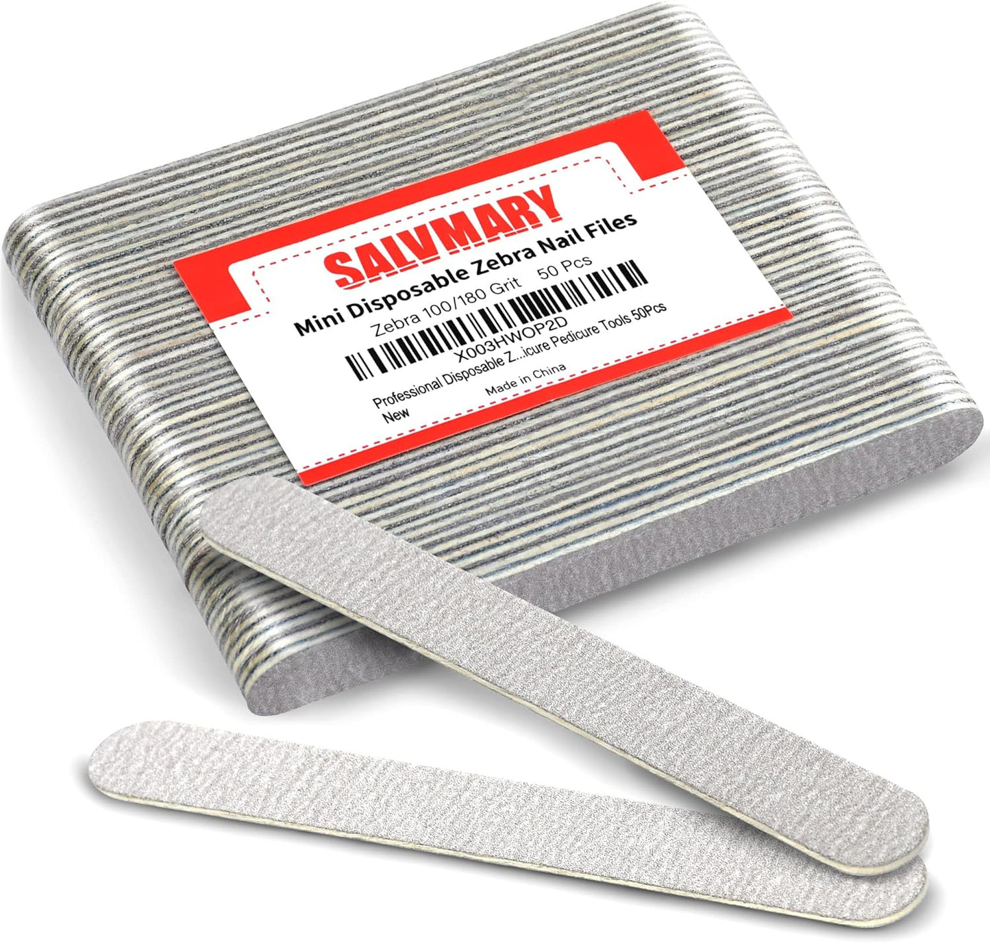 Professional Disposable Zebra Nail Files 100/180 Grit 5" Double Sided Emery Board Manicure Pedicure Tools 50Pcs