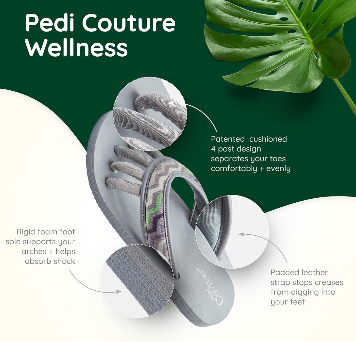 Pedi Couture Pedicure Sandals with Built In Toe Separators for Women - Comfortable Spa Style Flip Flops for Home, Salon, Yoga & Gym Use