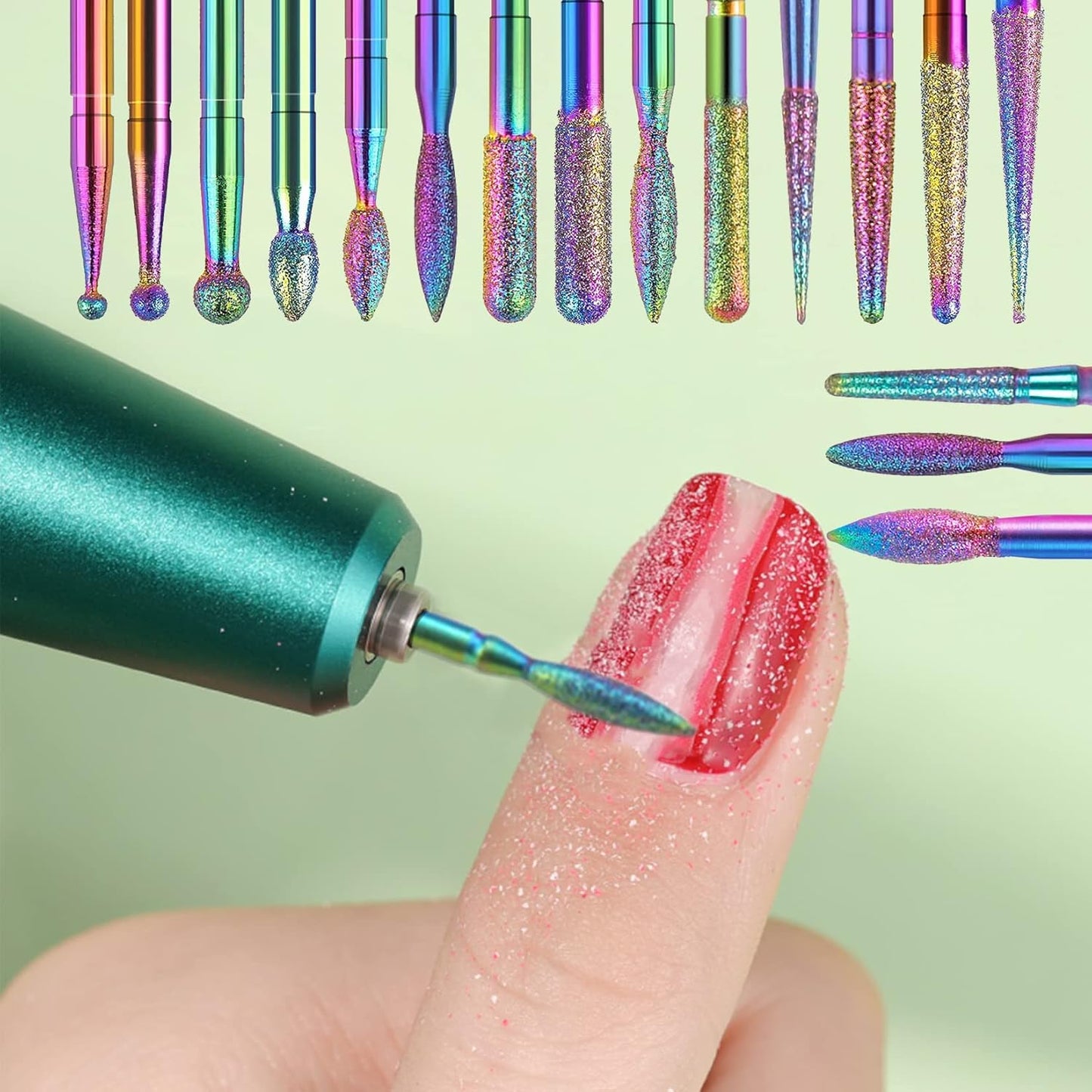 Pack of 30 Nail Drill Bits Colourful Diamond Professional Nail Cutter Attachments Removal Gel Acrylic Cuticle Tungsten Carbide Nail Drill for Manicure Pedicure