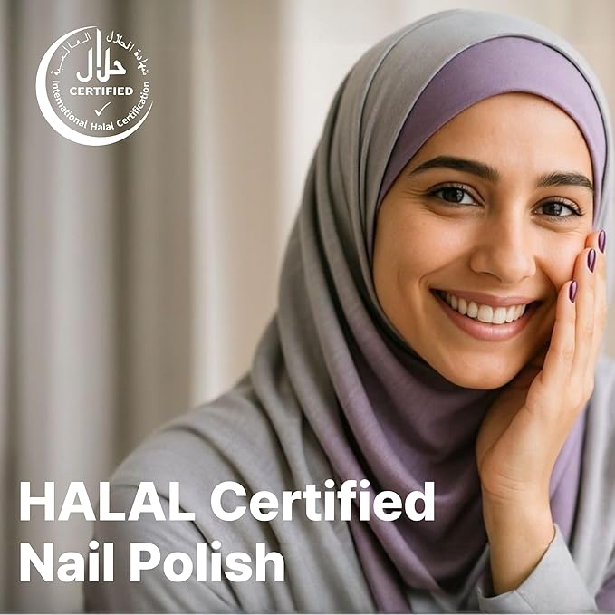 Water-base Vegan Nail Polish 3pcs in set (2 Colors + Clear Top Coat), Eco-friendly Halal-Certificated Non-toxic Breathable Peel Off Peach & Pale Peach color (No 13 Peach Rose, 0.51 fl oz)