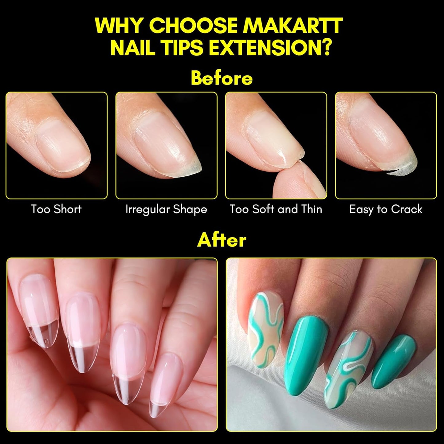 Makartt Almond Nail Tips: Medium Full Cover Fake Nails Half Matte Soft Clear Pre-shape Gel Nail Tips Acrylic False Nails, 12 Sizes French Press on Nail Extension Salon Home DIY 120pcs