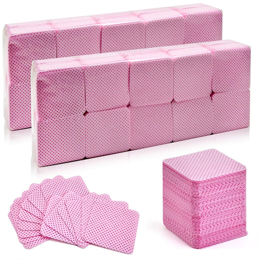 Pink Lint Free Nail Wipes- 2000PCS Super Absorbent Nail Polish Remover Pads- Disposable Lint Free Wipes for Nail Polish Removal, lash Extensions Application, Nail Care