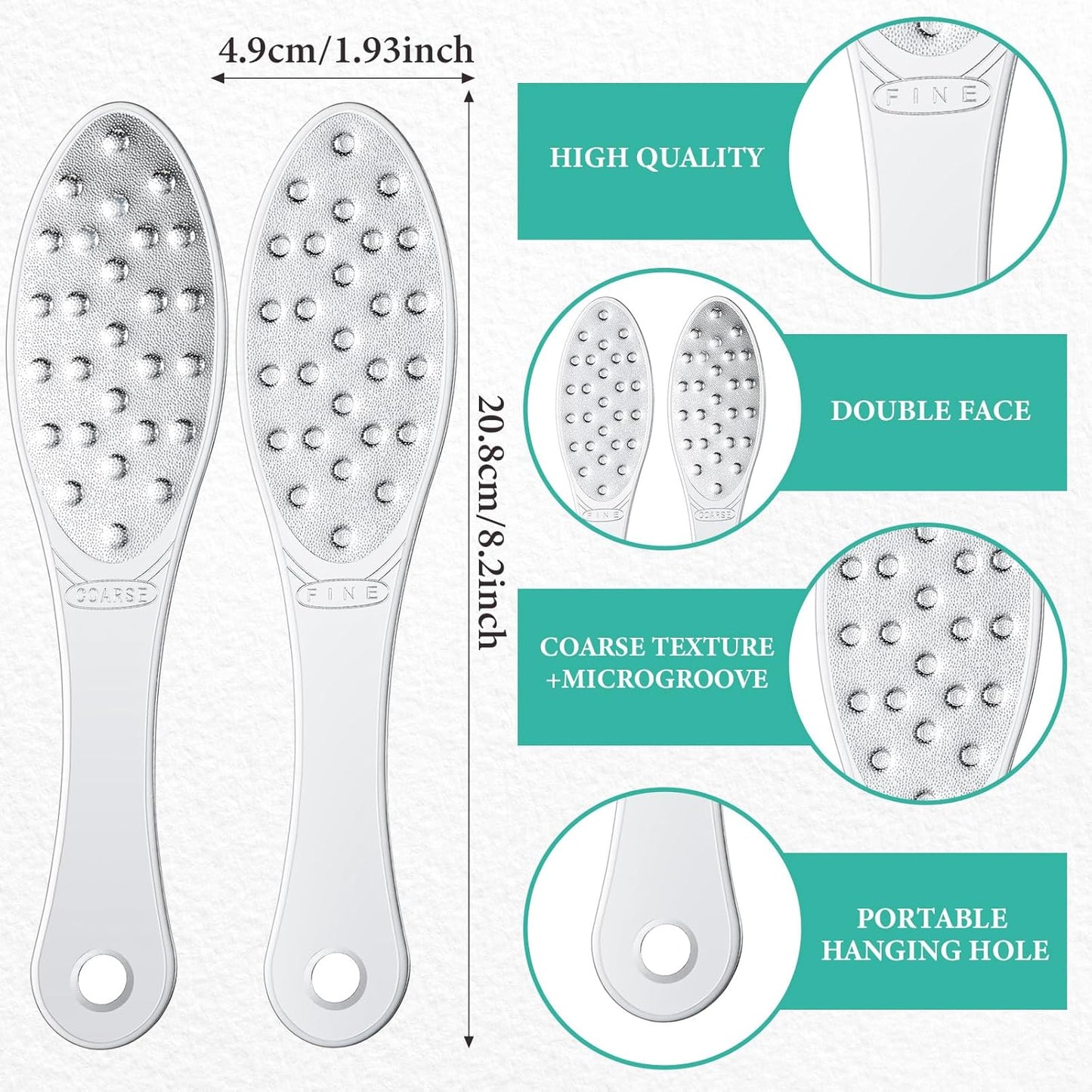 4 Pcs Stainless Steel Foot Scraper Metal Foot File Double Sided File Callus Remover Professional Feet Rasp Scrubber for Wet or Dry Skin Easy to Clean Pedicure Tool Heel