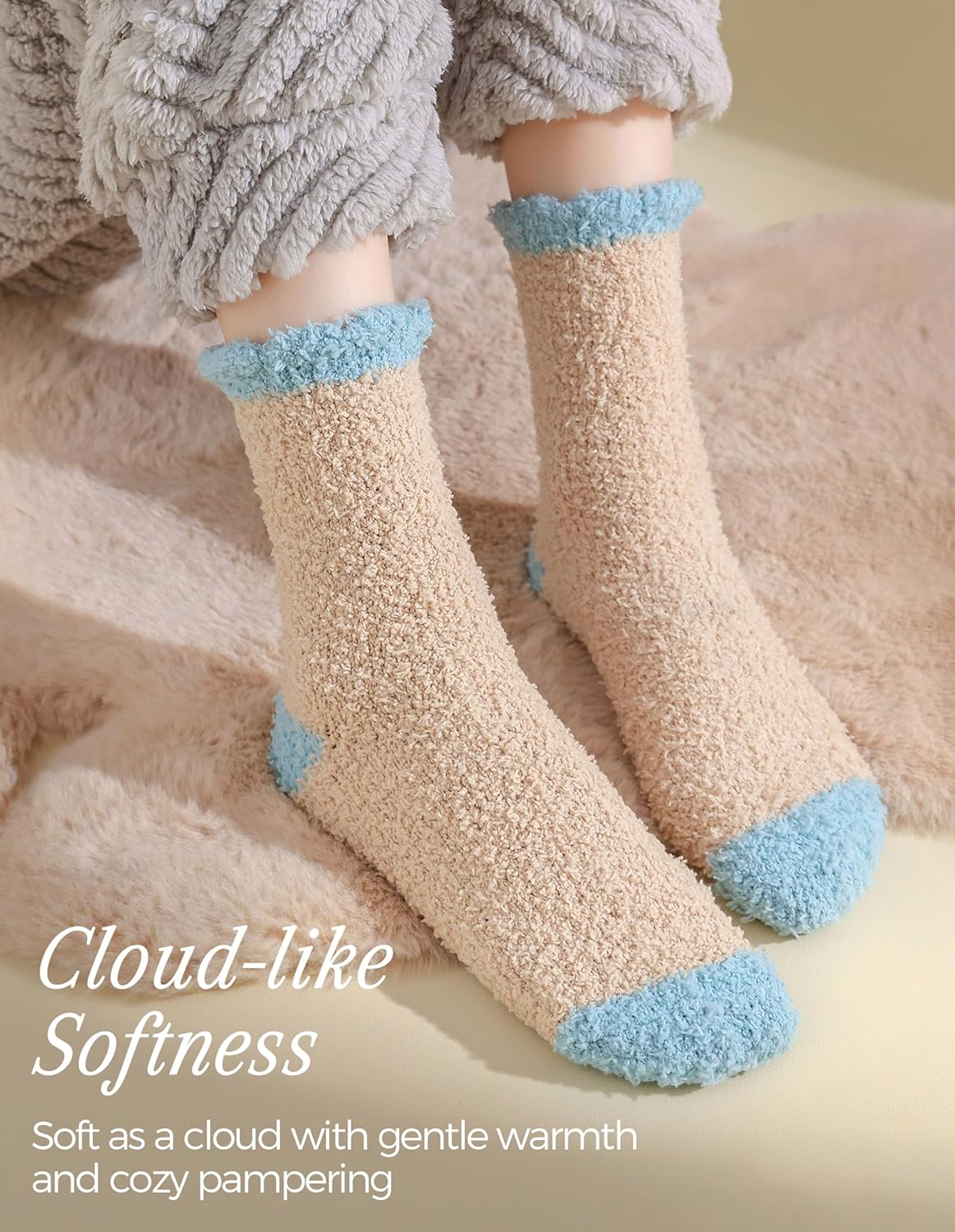 TEHOOK Warm & Cozy Gifts for Women, Stocking Stuufers, Fluffy Fuzzy Plush Sleeping Slipper Socks - Soft Warm Fabric