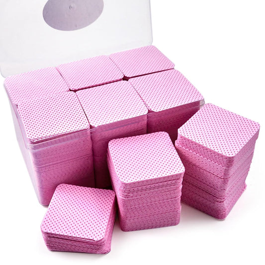 Lint Free Nail Wipes in storage case, Non-Woven Soft Nail Polish cleaner Wipes, Super Absorbent Pad for Fingernail Polish Remover - Eyelash Extension - Finger Art Supplies (1080 Pink)