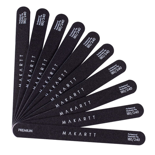 Makartt Nail File, 180/240 Grit Emery Boards for Nails, 10pcs Professional Washable Dual Sides Filer Kit for Natural Nails, Gentle Filing & Ultra-Fine Shining Manicure Tools