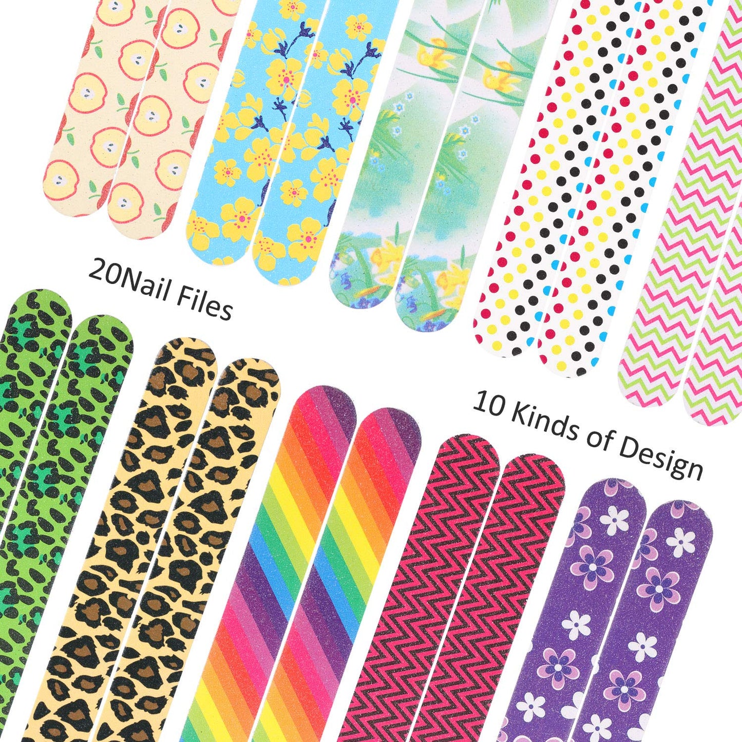 Mudder 20 Pcs Nail File Colorful Emery Boards Nail Buffer File Tools for Women Double Sided Filers for Shaping and Smoothing Toenails and Fingernails