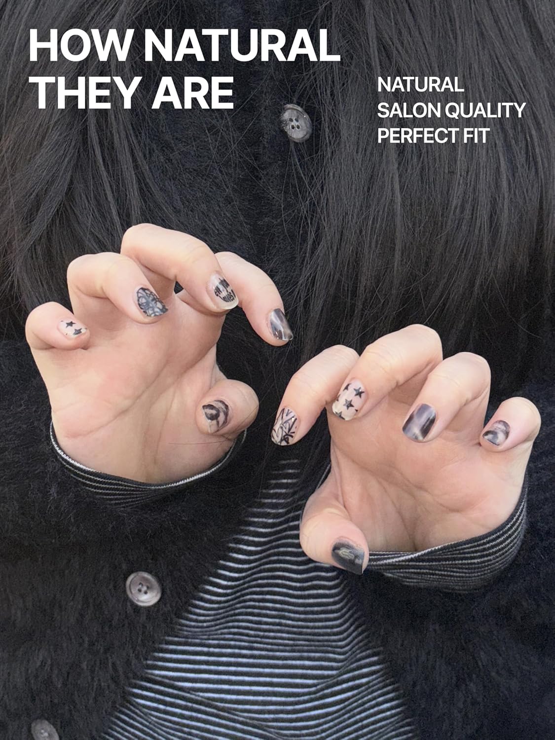 UUUUUU Semi Cured Gel Nail Strips | Salon-Quality | UV Free Gel Nail Wraps for Women | Easy Peel&Stick | Long-Lasting up to 14 Days | 28 Strips Set+File & Wipes | Gift-Ready(UGN102 Modern Museum)