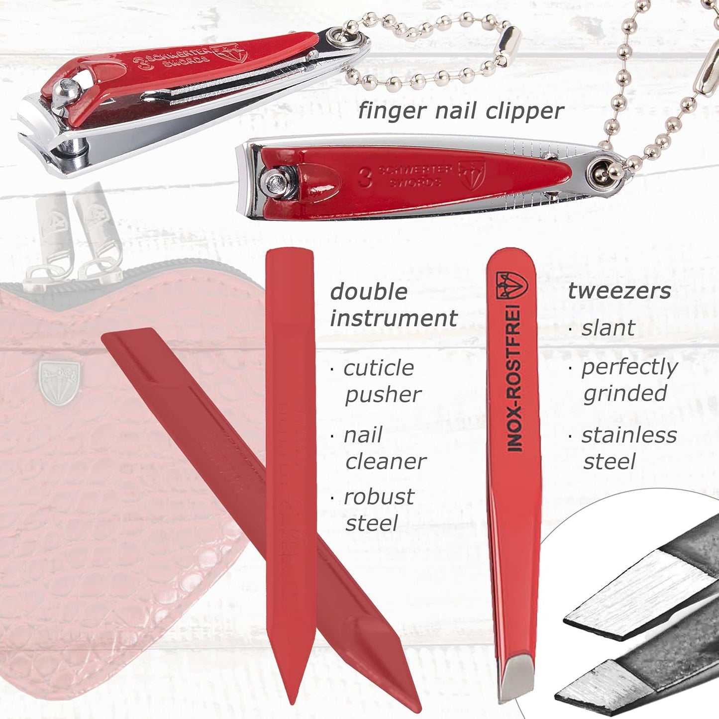 3 Swords Germany - Brand Quality 5 Piece Manicure Pedicure kit Set for Kids - Children - Toddlers with Special Scissors (Round tip) Fashion Leather case in Gift Box, Made by 3 Swords (03751)