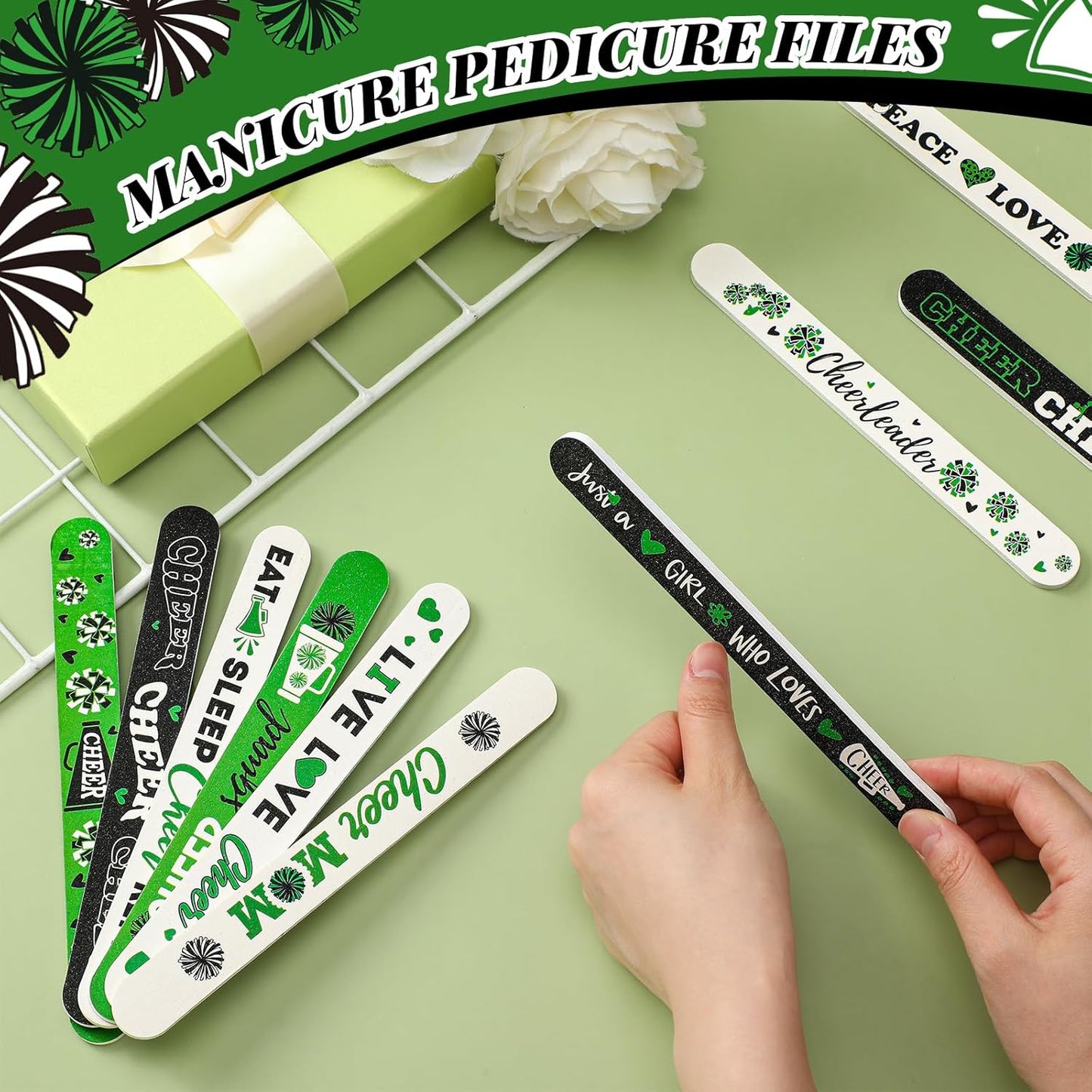 50 Pack Cheerleader Gifts Bulk for Team Funny Cheerleaders Nail Files Party Favors Cheer Gifts Cheerleading Favors for Women Girls Teammates