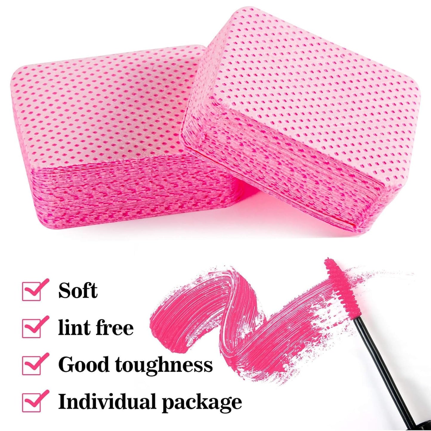 MAQIHAN 600 Lint Free Nail Wipes - Pink Nail Polish Remover Wipes Lint Free Nail Wipes Pads for Gel Nails No Lint Nail Glue Wipes Eyelash Extensions Toallitas Para Uñas Sin Pelusa Nail Supplies