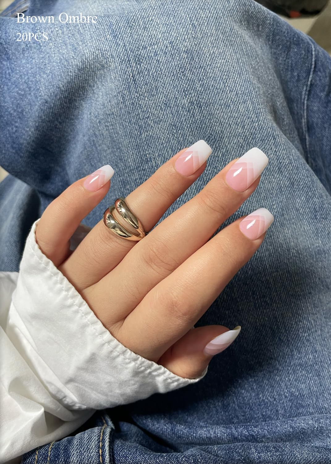 Semi Cured Gel Nail Strips (Elegant French), White French Tip, 20 Pcs Gel Nail Wraps, Stickers, UV Light Required, Salon Quality, Long Lasting