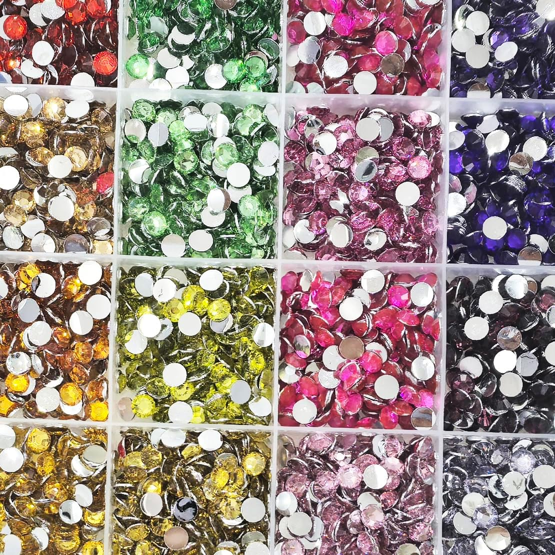 6000Pcs Nail Art Rhinestones, BetterJonny 24 Colors 5mm Round Nail Flatback Rainbow Gems Set with Tweezers and Pencil AB Glitter Flat-Bottomed Rhinestone for Crafts Decoration and Jewelry Making…