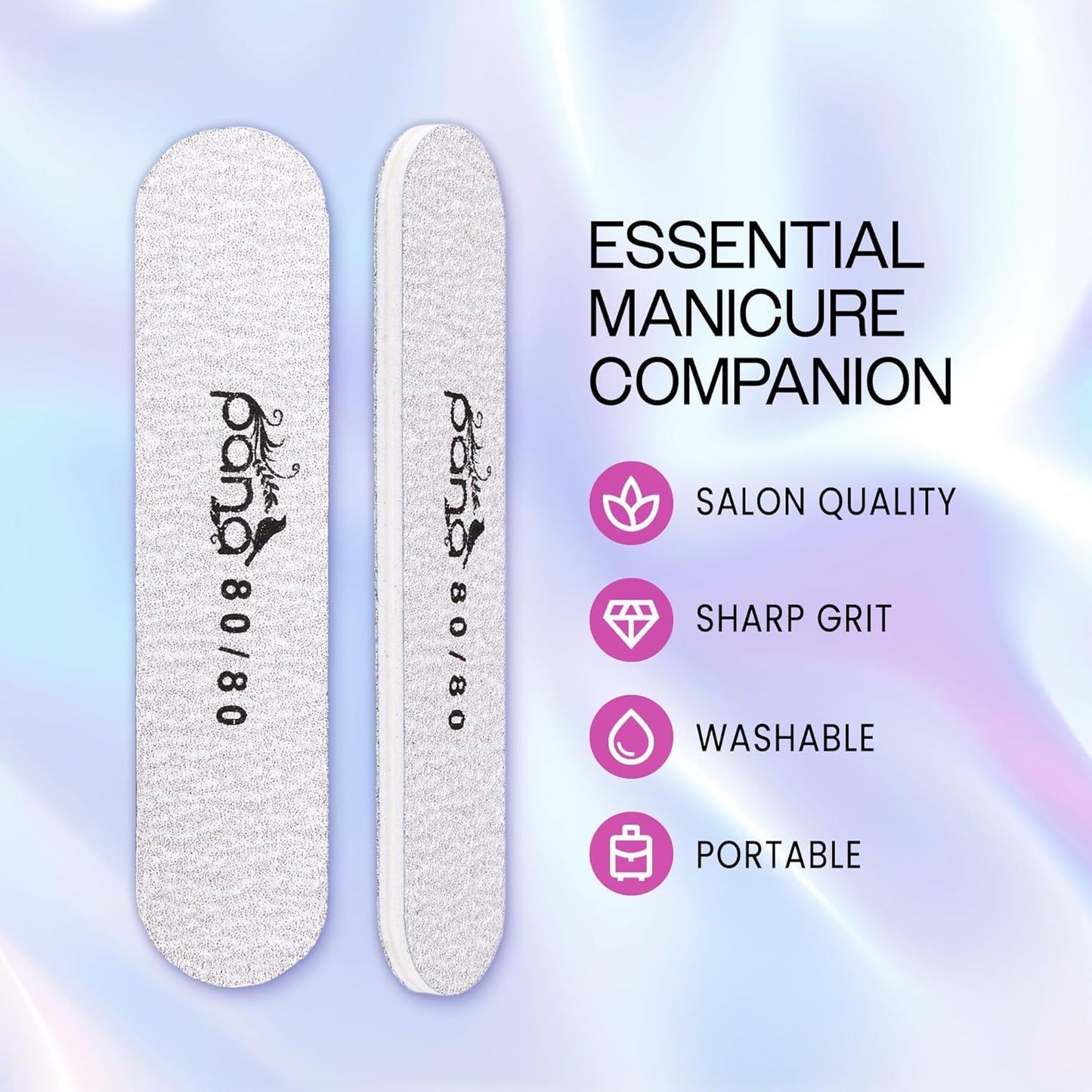 25PCS Mini Size PANA Professional Double Sided Nail Files - Zebra, 80/80 Grit - Emery Board Nail Buffering File Manicure Pedicure Nail Polisher Washable