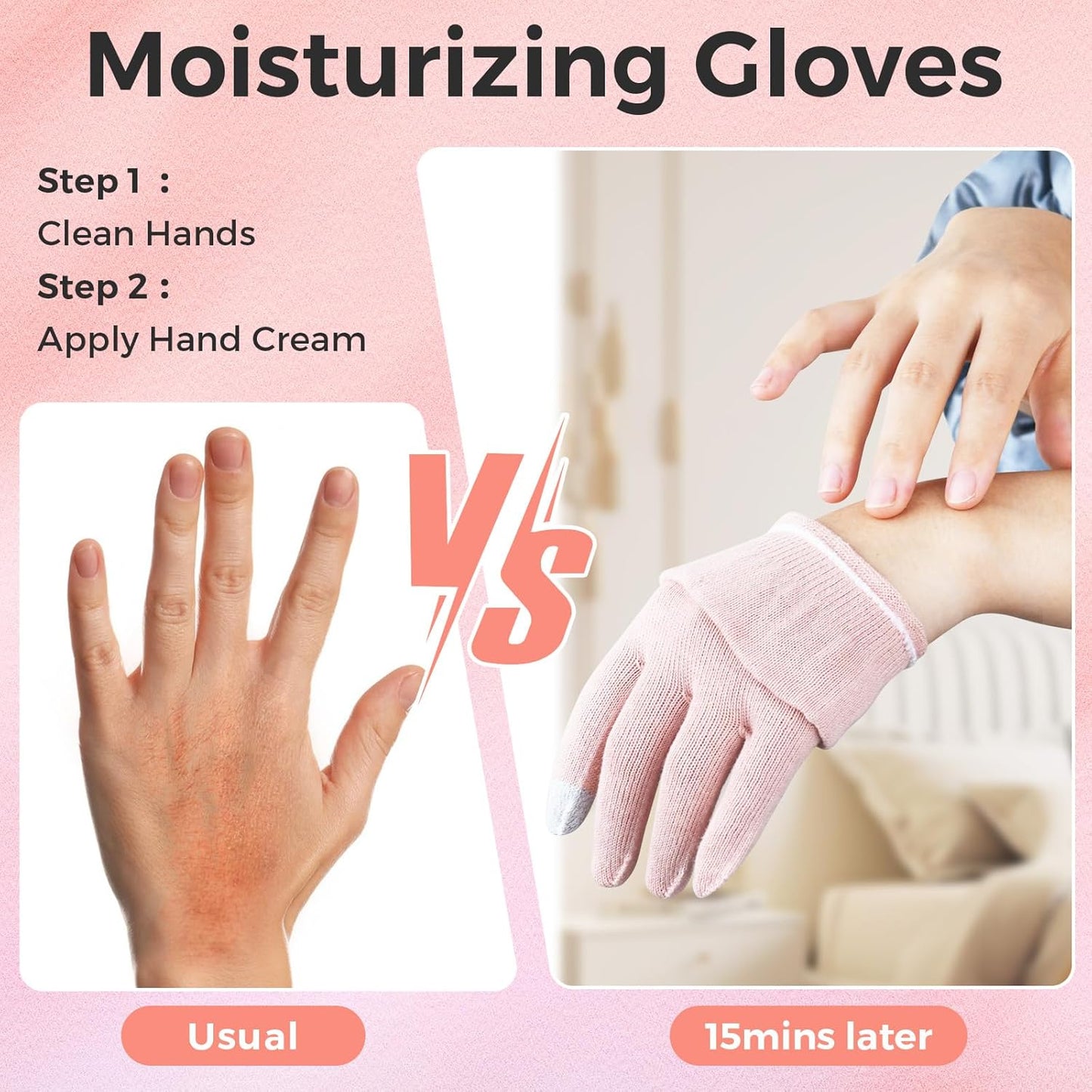 Donfri 2 Pairs Moisturizing Gloves Overnight Kids Cotton Gloves for Eczema Lotion Gloves for Dry Hands,Gloves with Touchscreen Fingers Sleeping (XS)
