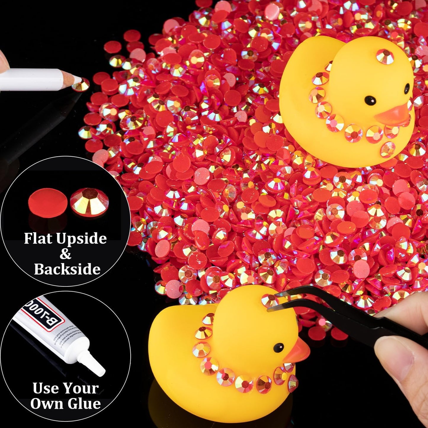 5000pcs 5mm Resin Rhinestones Bulk, Red AB Flatback Round Jelly Rhinestones Bedazzling Non Hotfix Crystal Gems Large Quantity Wholesale for DIY Crafts Clothes Bottles Tumblers Face Makeup Manicure