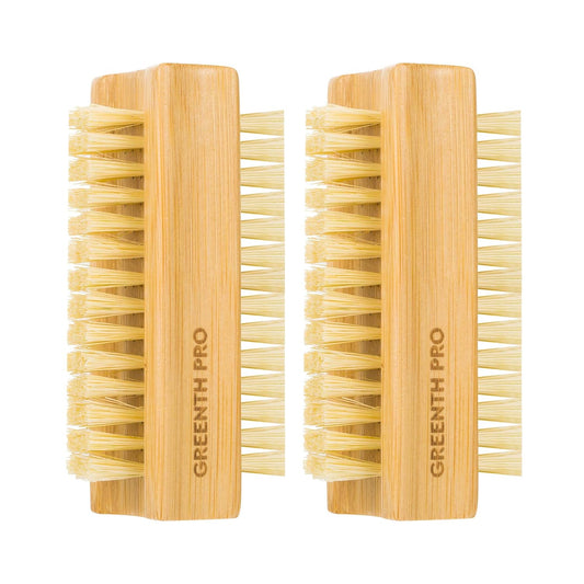 Bamboo Nail Brush，2PCS Two-side Firm Nature Wooden Sisal Scrub Brush for Toes and Nails,Cleaning Nail Brush
