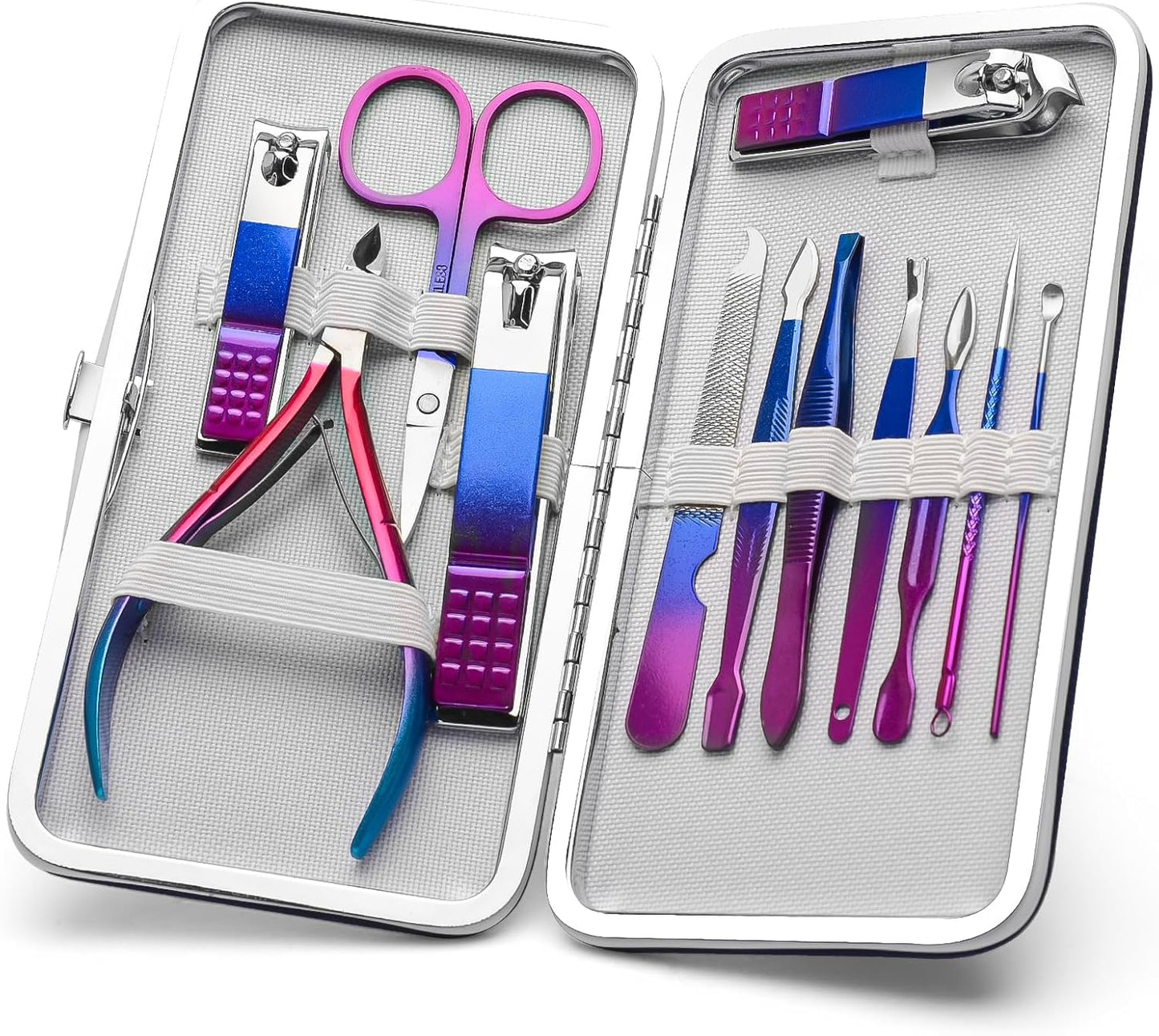 CGBE Manicure Set Nail Clippers Pedicure Kit Men Women Grooming kit Manicure Professional Nail Care Tools Gift 12Pcs with Luxurious Travel Case