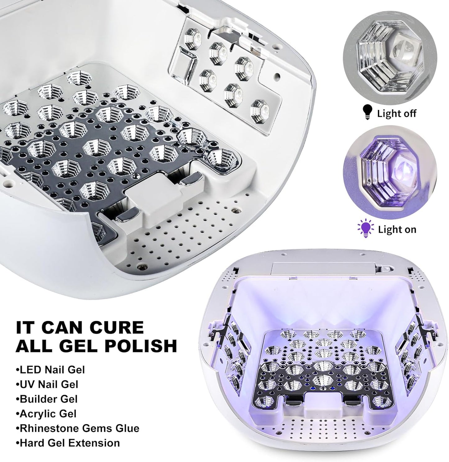 LIMEGIRL Cordless Nail Lamp, 72W Powerful UV LED Nail Dryer with Replaceable Lamp Beads & Battery, UV Light for Gel Polish, Rechargeable & Portable for Professional Nail Salon Use (White, One Battery)