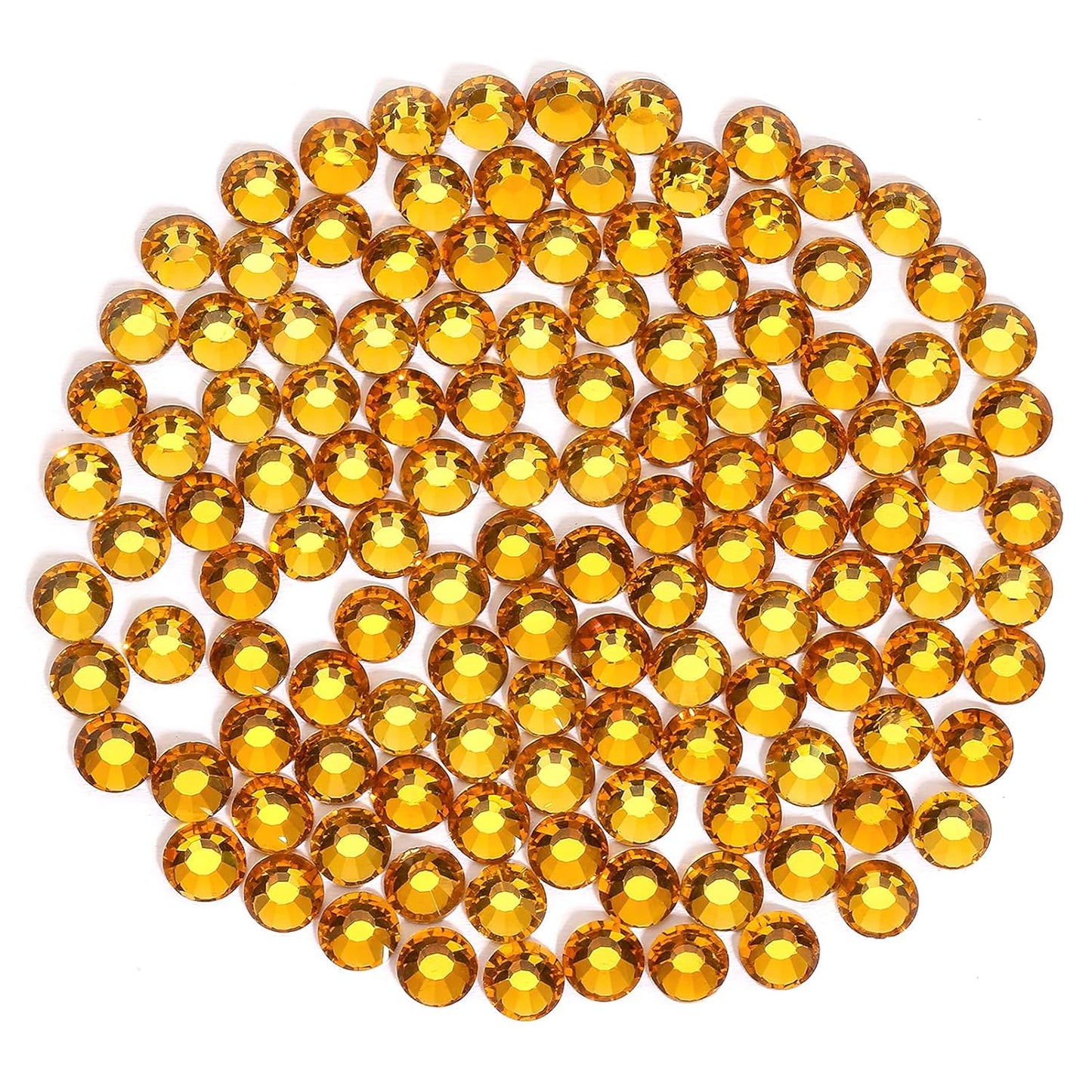 Gold Yellow Rhinestones Flatback Rhinestone for Crafts Glass Nail Rhinestones Nail Gems Crystals for Makeup Bags Shoes Decoration DIY(SS10,1440pcs,Gold Yellow)