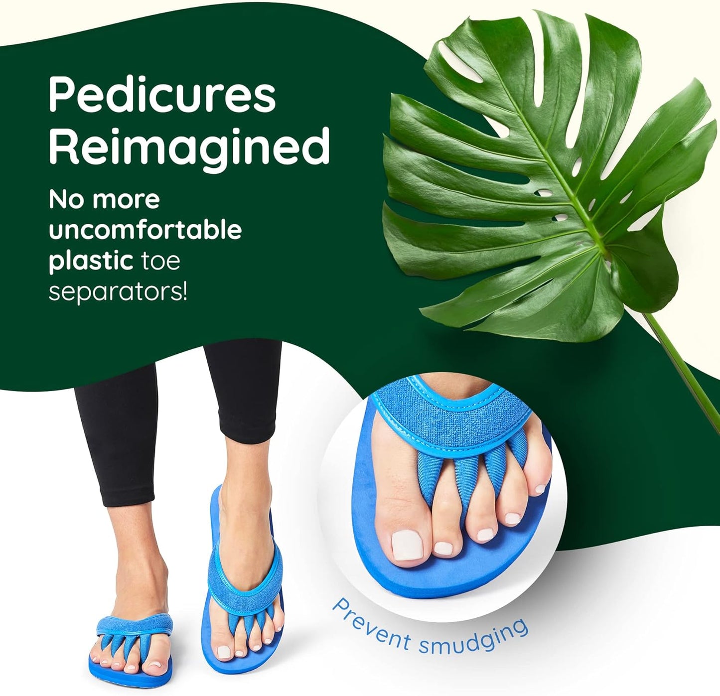 Pedi Couture Pedicure Sandals with Built In Toe Separators for Women - Comfortable Spa Style Flip Flops for Home, Salon, Yoga & Gym Use