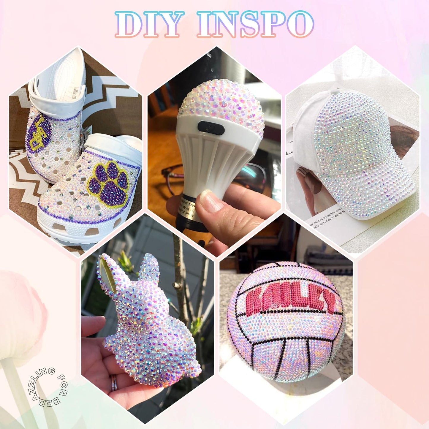 30000Pcs Resin Rhinestones for Bedazzling with B7000 Jewelry Glue, White AB Flatback Gems Rhinestones for Crafting, Clothing Tumblers Mugs Shoes Fabric Decor Nail Art