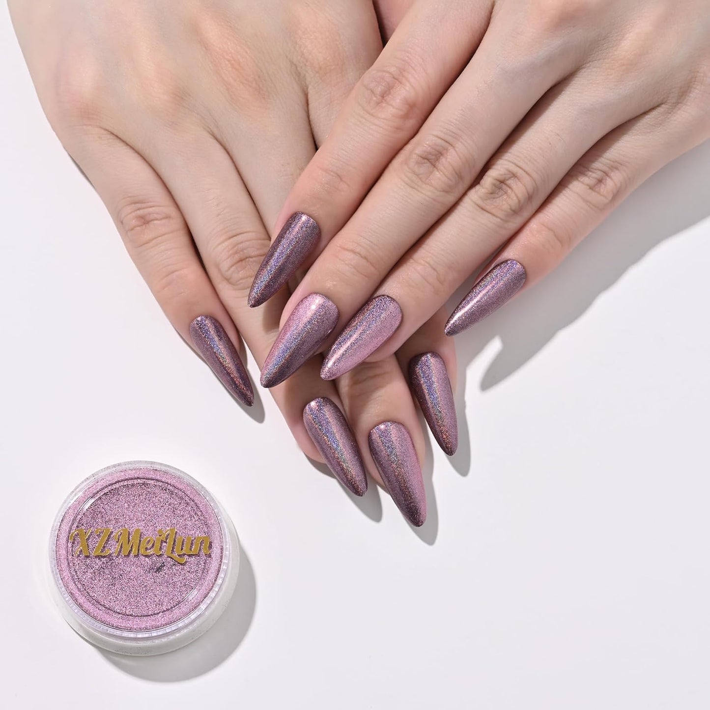 Chameleon Pink Magic Mirror Chrome Nail Powder, Big-Capacity 1.5g Metallic Dust Holographic Effect Powder Pigment Glitter Manicure Kit, Nail Art, Can Mixed with Builder Gel Nail Polish Use