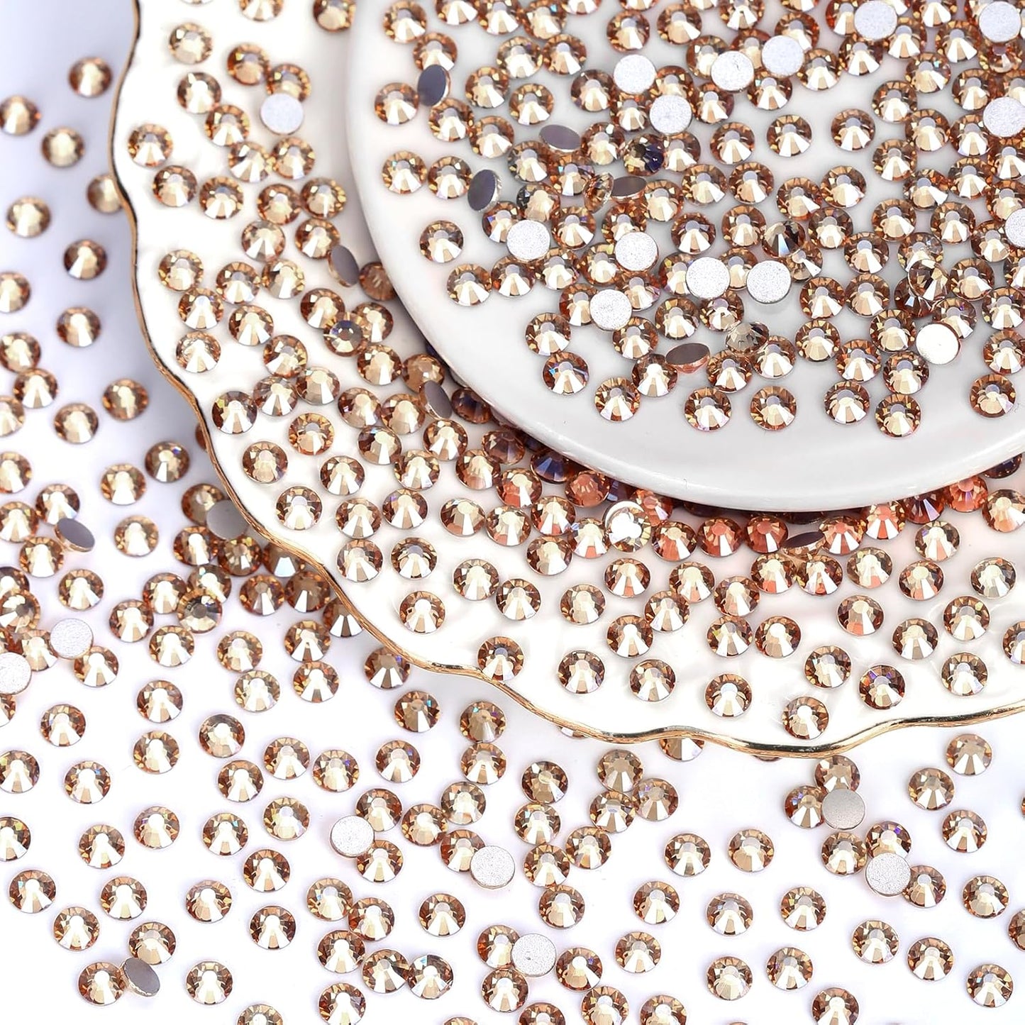 10000PCS Golden Shadow Rhinestones Bulk, Flat Back Crystal Glass Stone Round Gems,SS16, 3.8-4.0mm