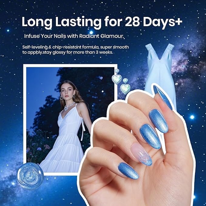 Beetles Pearl Gel Nail Polish - 15ml Blue Nail Polish Drawing Swirl Shell Thread Effect Dark Blue Gel Polish Soak Off UV & LED Cured Long-Lasting Manicure Gift for women