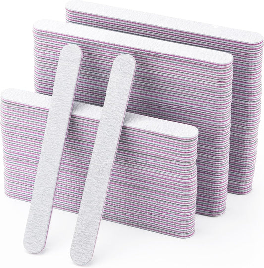 BTYMS 100 Pieces Nail Files 100/180 Grit Double Sided Emery Board Reusable Buffering Files for Natural Nails and Acrylic Nails
