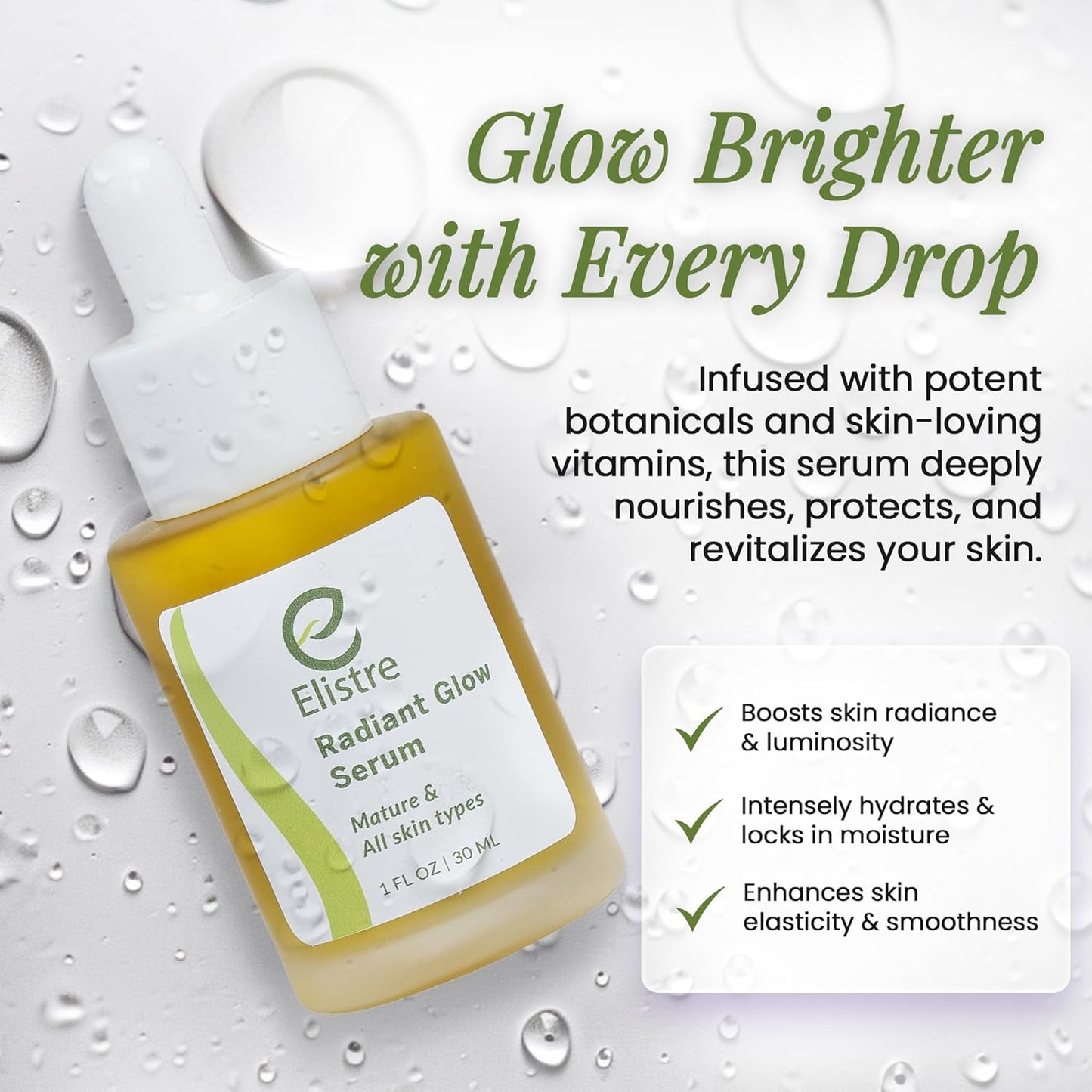 Elistre Radiant Glow facial oil with Vitamin C, Blend of Exotic Essential and Nurturing plant oils, For Very Dry skin Types
