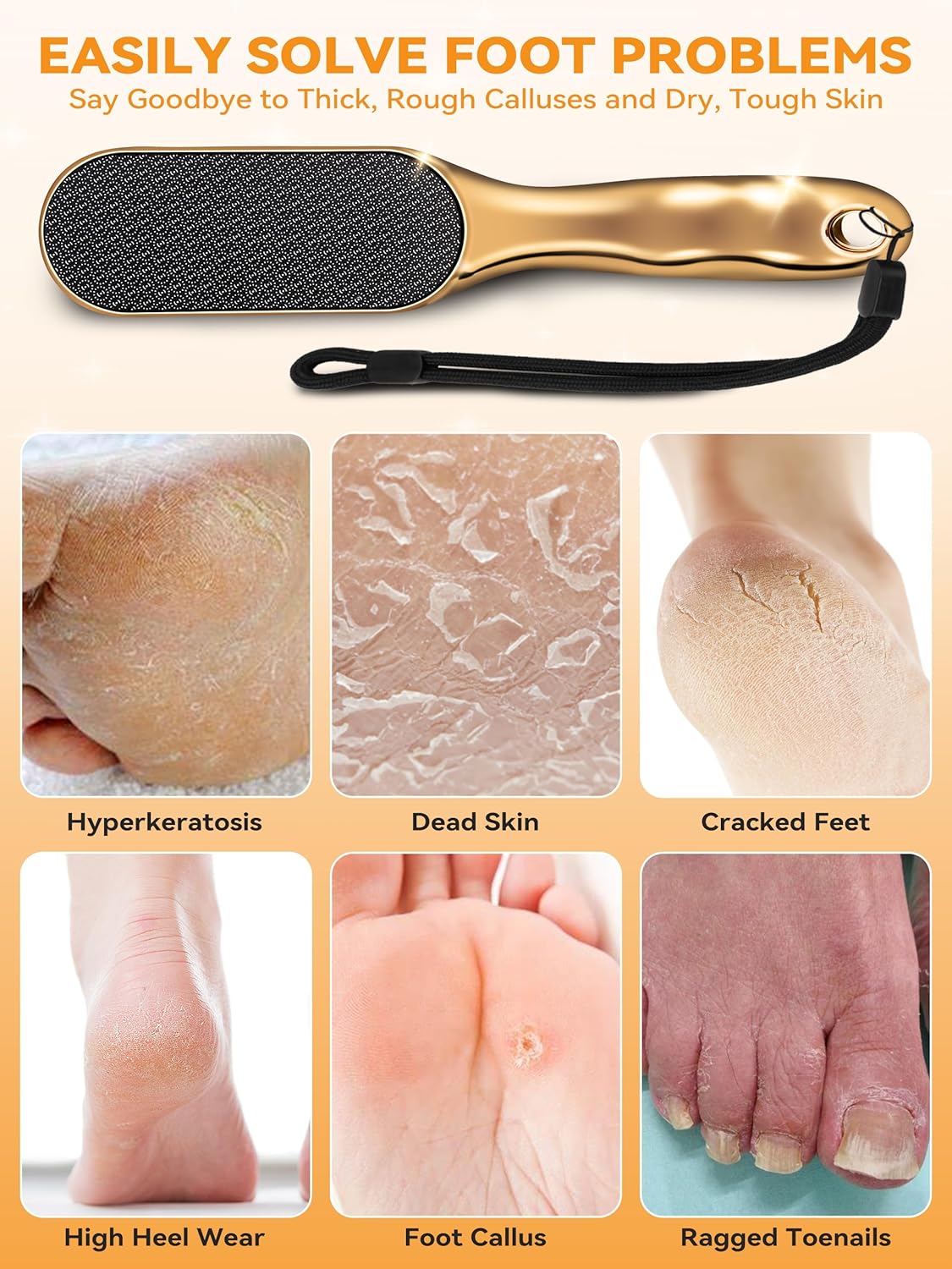 Nano Glass Foot File Foot Callus Remover Scrubber in Shower, Pedicure Tools Feet Scrubber Dead Hard Skin, Anti-Slip Handle Rope & Storage Bag Foot Files for Wet and Dry Feet Care Gift