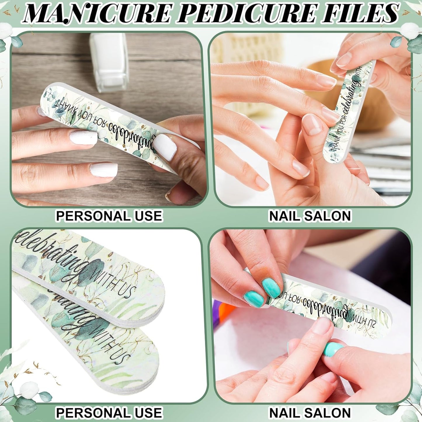 50 Pcs Wedding Bridal Shower Party Favors Bulk Nail Files Emery Boards for Guests Bridesmaid Bachelorette Party Favors Thank You for Celebrating with Us Game Prizes Gifts Bags Stuffers