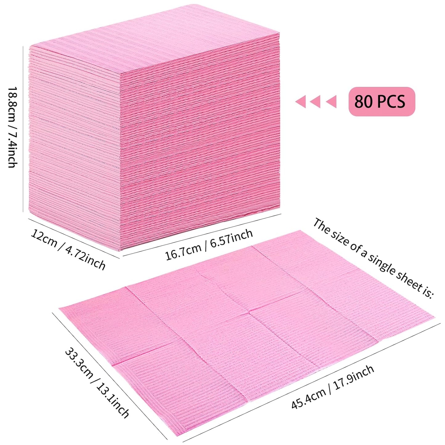 80pcs Disposable Nail Mats Foldable Nail Paper Towels for Table Acrylic Nail Practice Sheet, 3 Ply Waterproof Clean Nail Table Practice Mat for Salon Manicure Tattoo,Nail Art Accessories13 x18 (Pink)