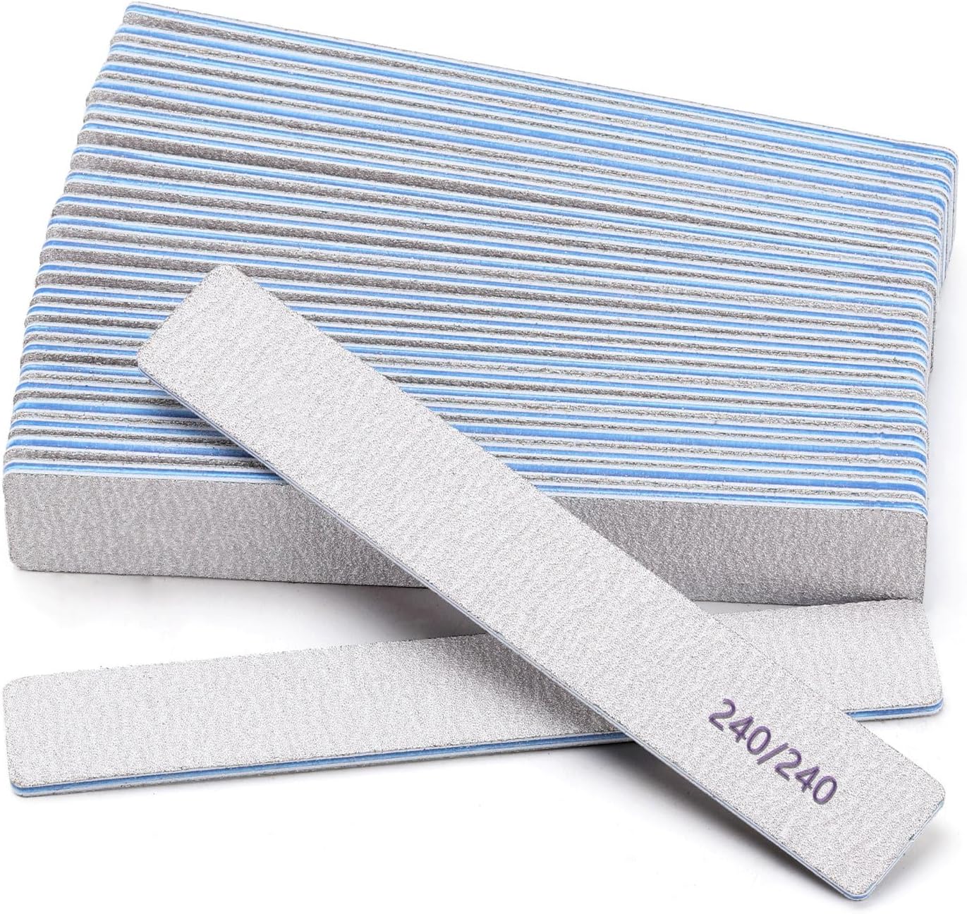 25 Count 240/240 Grit Nail Files for Natural Nails, Double Sided Emery Boards Fine Grit Nail File Manicure Tools