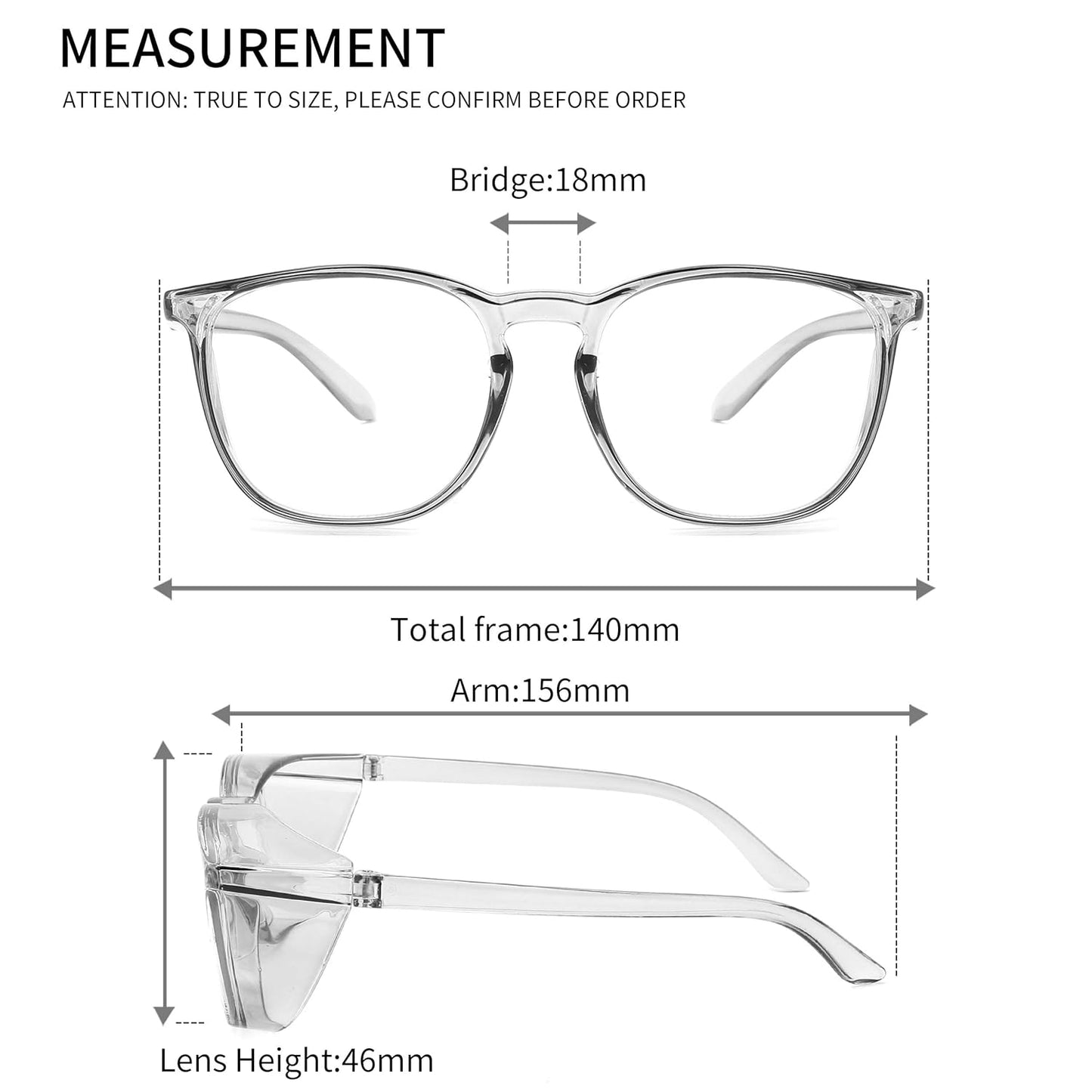 Alsenor Safety Glasses Anti Fog Goggles Protective Eyewear Blue Light Blocking Anti Dust UV Protection Glasses For Men Women (2 Pack(grey+transparent))