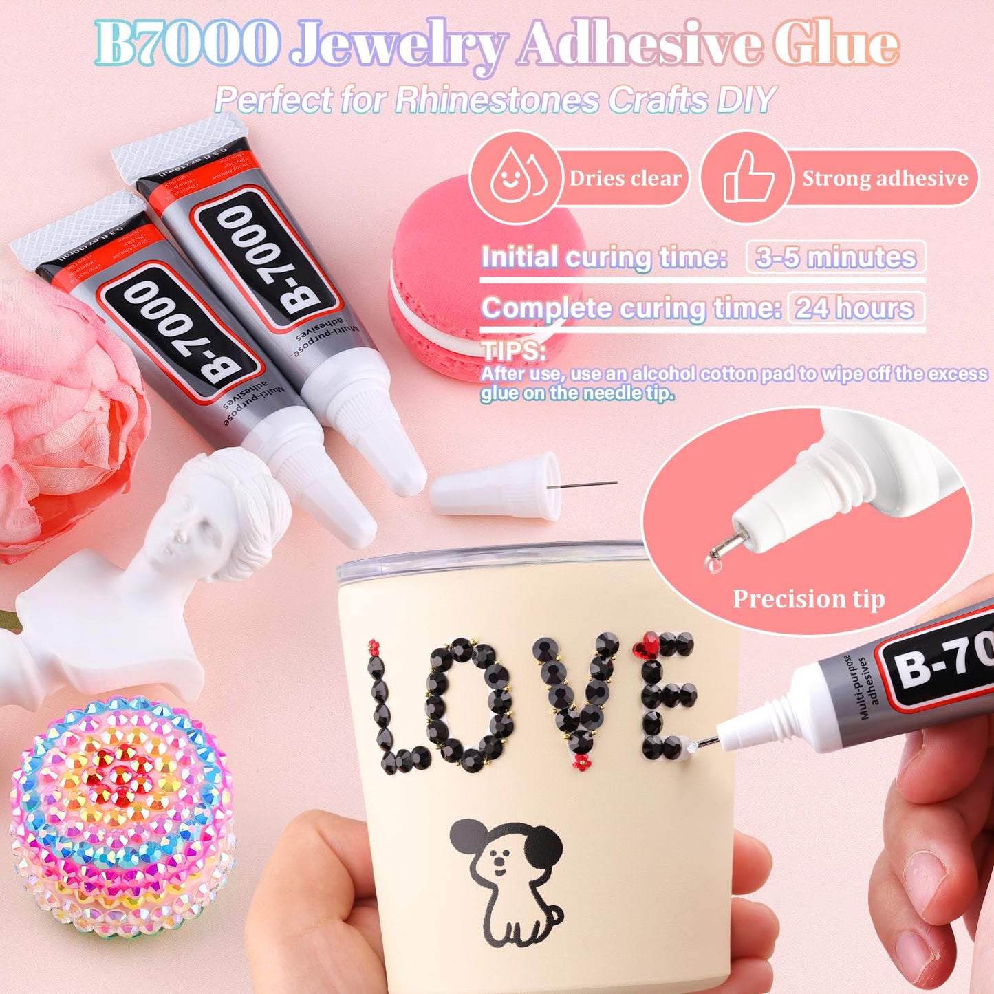 30000Pcs Resin Rhinestones for Bedazzling with B7000 Jewelry Glue, Black Flatback Gems Rhinestones for Crafting, Clothing Tumblers Mugs Shoes Fabric Decor Nail Art