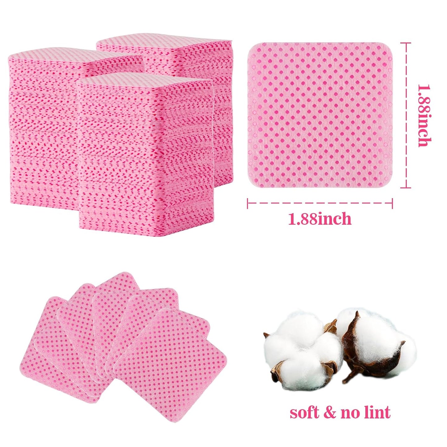 MAQIHAN 1500 Lint Free Nail Wipes - Pink Acetone Nail Polish Remover Wipes Lint Free Nail Wipes Pads Gel Nails No Lint Nail Glue Wipes Eyelash Extensions Toallitas Para Uñas Sin Pelusa Nail Supplies