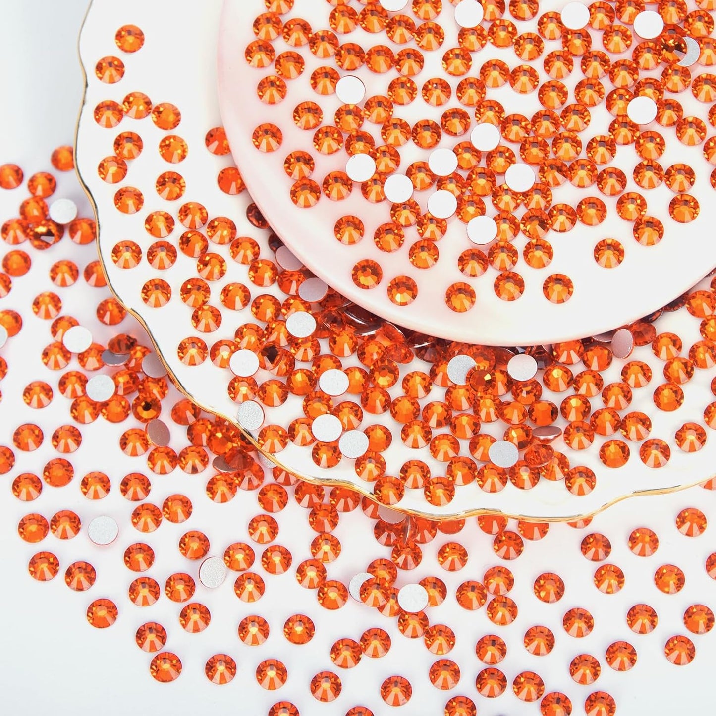 2000PCS Orange Rhinestones Bulk, Flat Back Crystal Glass Stone Round Gems,SS30, 6.4-6.6mm
