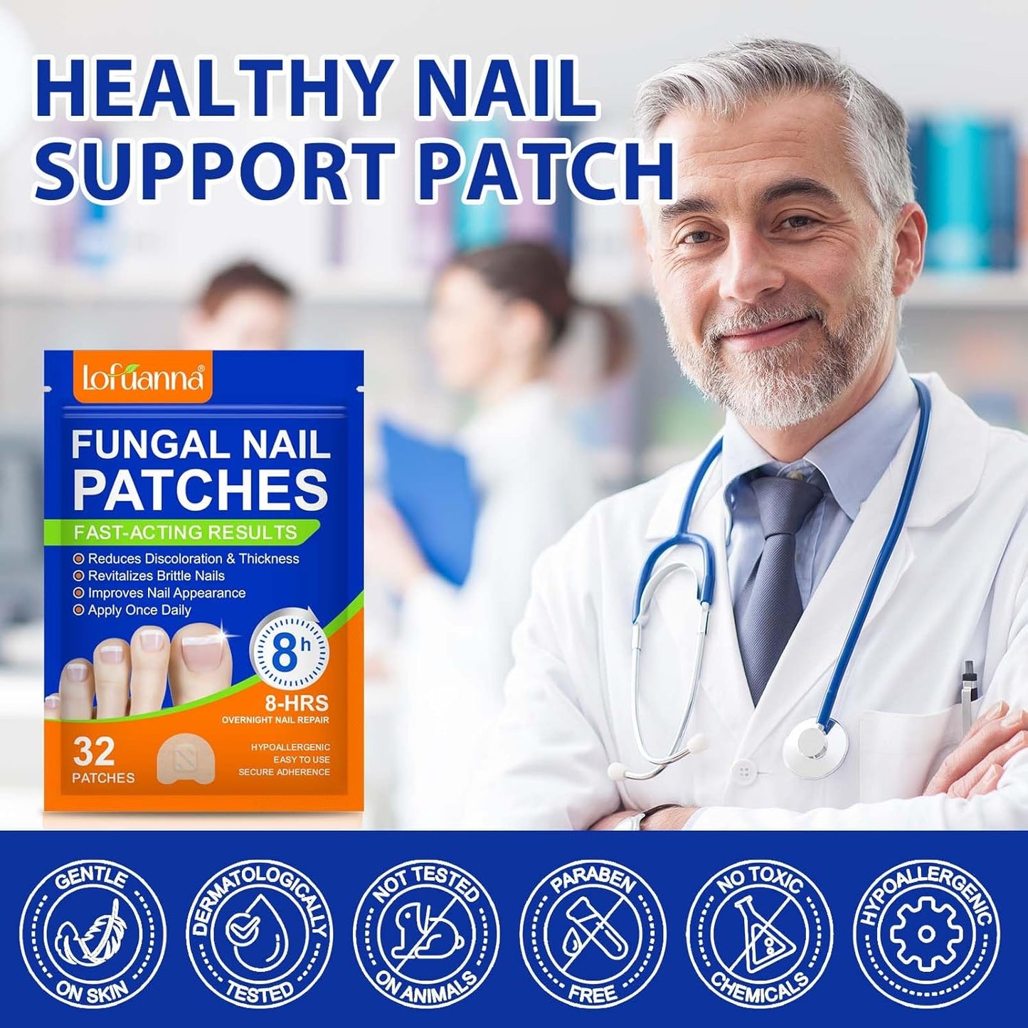 Extra Strength Toenail Treatment - 64 Pcs Nighttime Nail Patches, Overnight Toe Nail Treatments for Damaged Nails Foot Nails Repair and Care, 8-Hour Restores Healthy Appearance