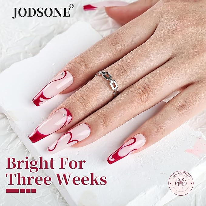 JODSONE 10ml Nail Art Gel Liner Dark Red Gel Nail polish at Home Salon Design with Thin Brush Need U V Lamp Cured