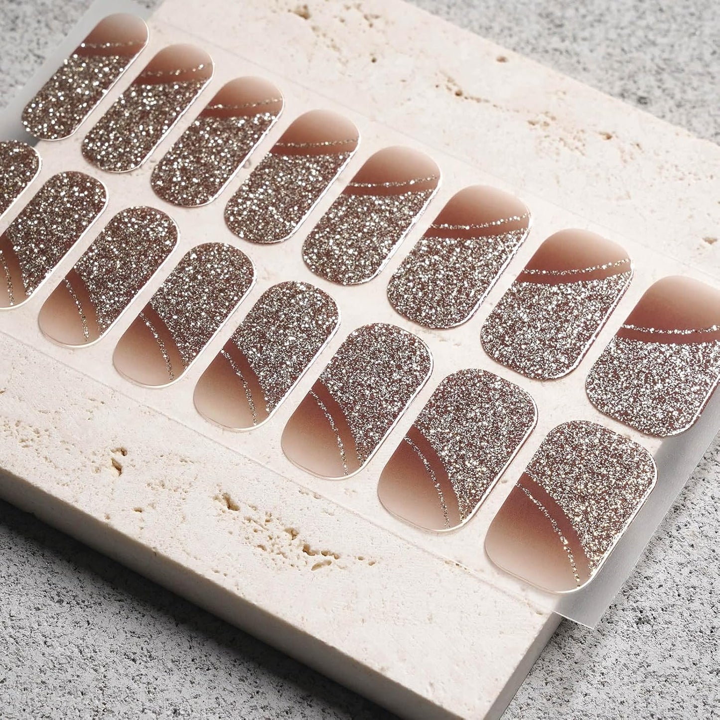 Nail Polish Strips, 32PCS Salon Quality Wraps, Long Lasting Gel Nail Stickers for Women Easy Apply& Remove (Bronze Glow)
