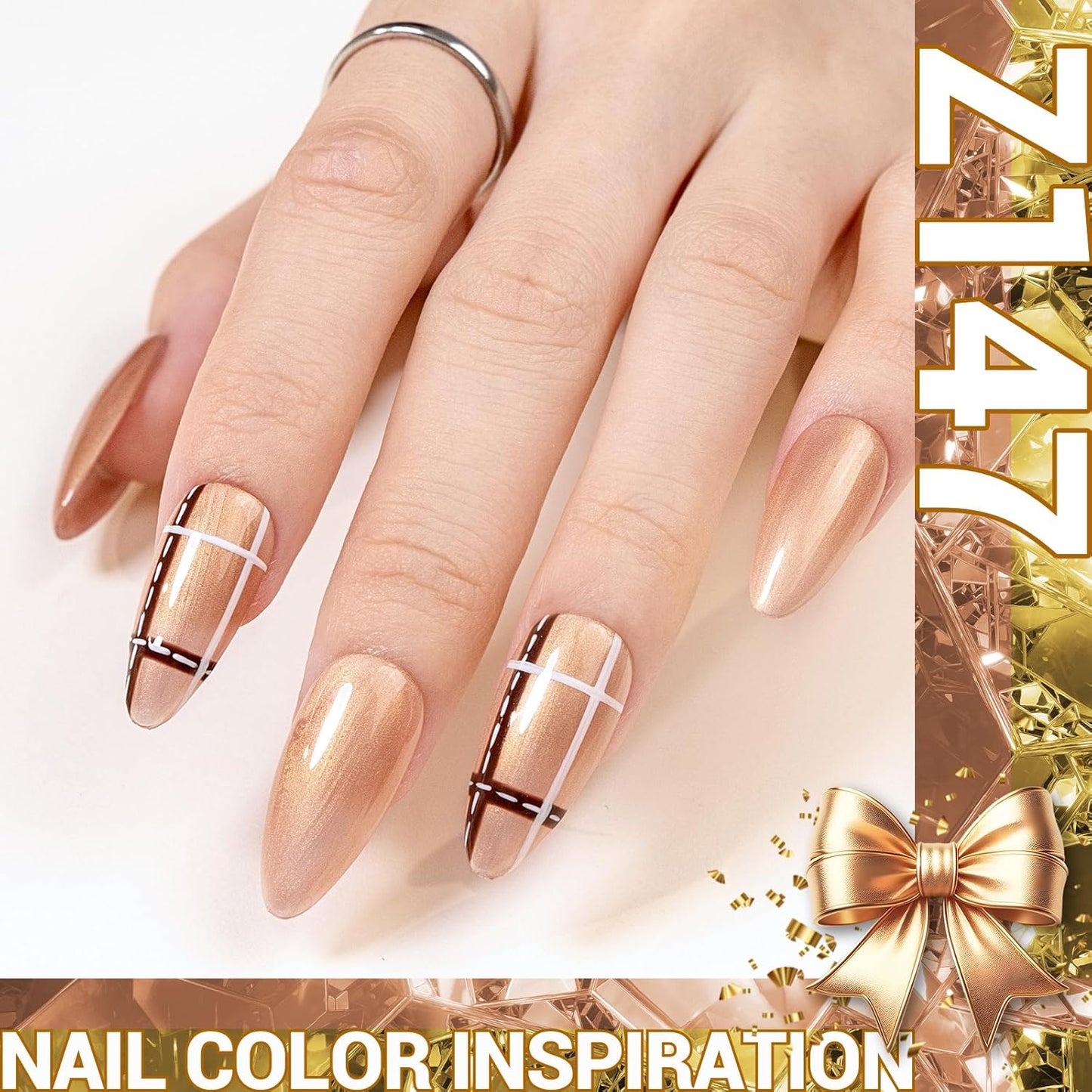 MelodySusie Champagne Shimmer Gel Nail Polish,0.5fl oz Soak Off UV LED Gold Shimmer Mermaid Glitter Drawing Gel Polish Gift for Women Nail Art Manicure Salon DIY Nail Design Decoration at Home-z147
