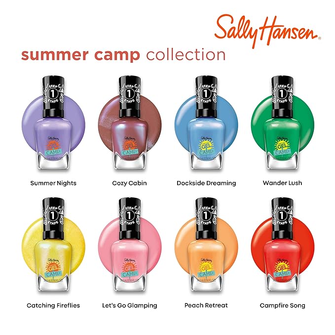 Sally Hansen Miracle Gel Salon Quality Nail Polish | Gel-Like Formula, Two-Step System, No UV Light Needed, Long Lasting | Opaque | 385 On the Horizon | Bright Orange Nail Color