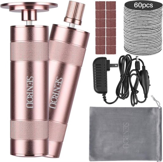 Electric Foot Callus Remover, 2-in-1 Electric Foot Filer/Nail Filer, Callus Remover for Feet with 60Pcs+12Pcs Sandpaper Discs，Holiday Gift Foot Repair Tool, Champagne Gold