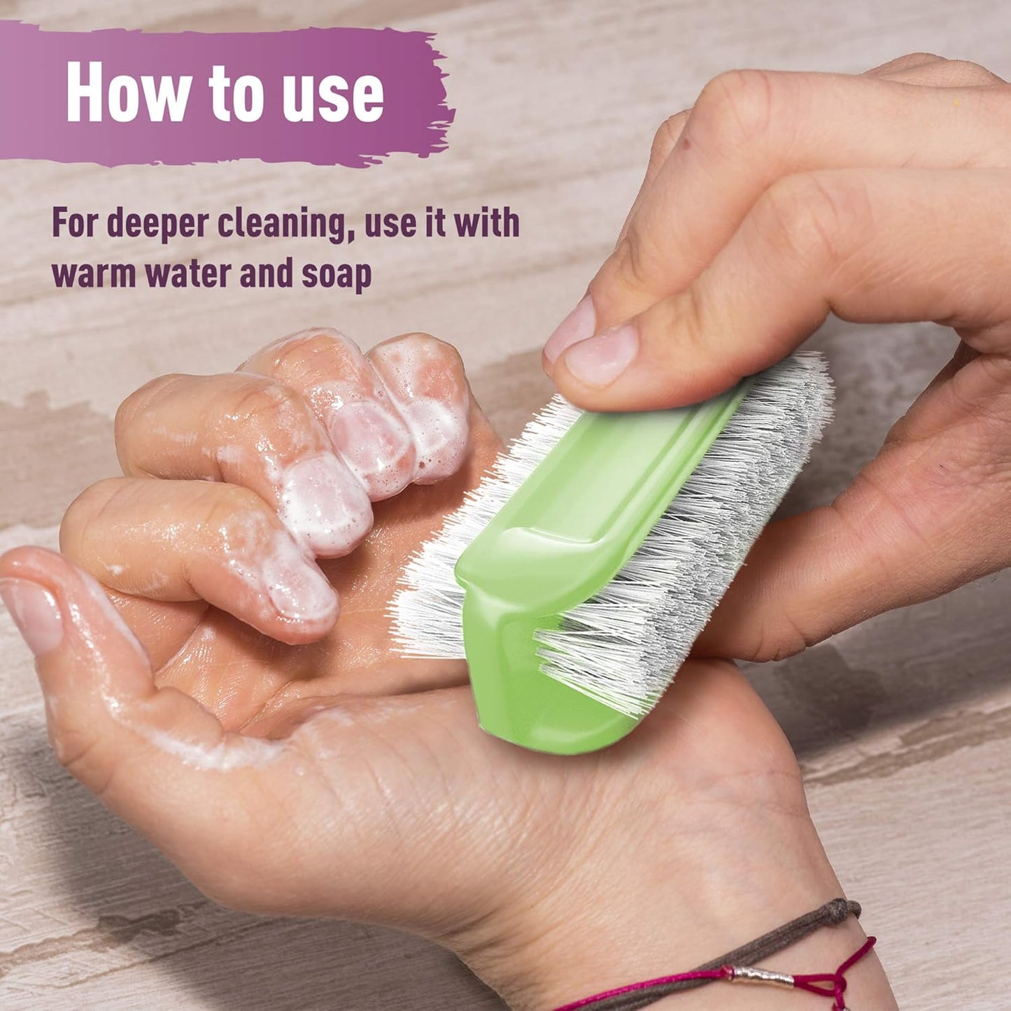 KONEX Two-Sided Nail Brush | Cleaning Fingernails, Stiff Bristle Nail Scrubber Brush, Durable Nail Cleaning Brush | Manicure & Pedicure Care, Professional Quality (Set of 5)