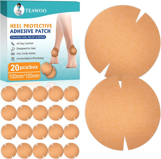 20PCS Patented Cracked Heel Treatment Patches, Cracked Heel Repair Bandage (100mm x 100mm)