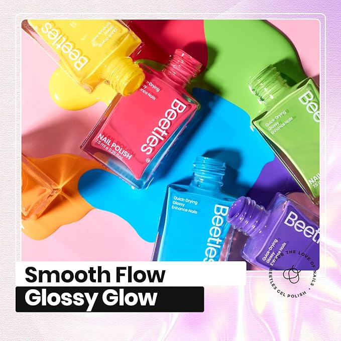 Beetles Neon Nail Polish Set - Quick Dry Nail Polish Kit 12 Colors Hot Pink Green Blue Yellow Red Regular Air Dry Fingernail Polish Pack for Women Christmas Gift Beetles Cocktails 12 Colors