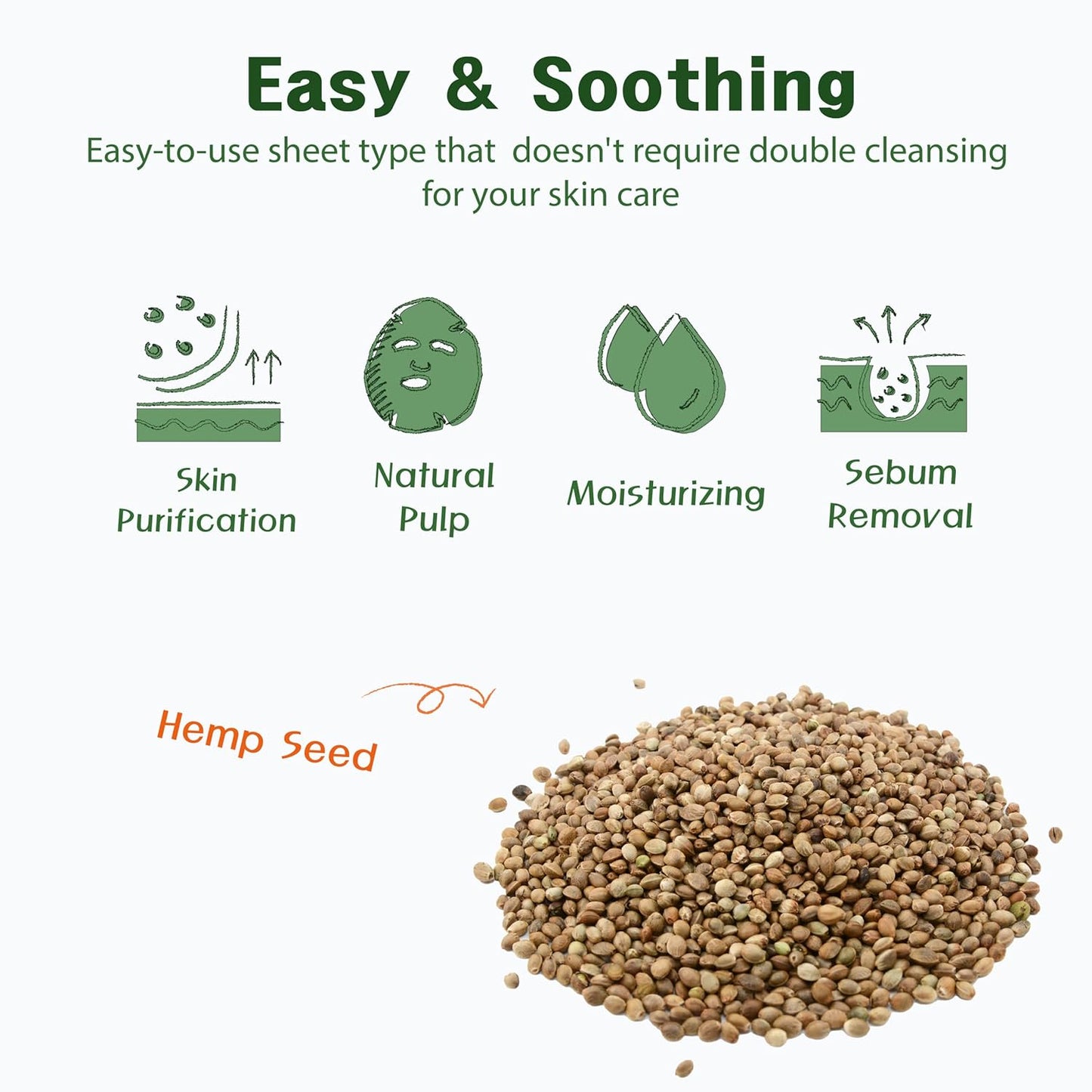 Purederm Hemp Seed Essence Mask (12 Pack) – Hemp Seed Oil, Collagen, and Vitamin E Effectively, Moisturize and Soothe the Skin